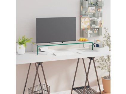 TV stolek / podstavec na monitor čiré sklo 90x30x13 cm 244130