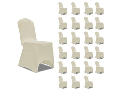 Potahy na židle napínací krémové 24 ks 3051642