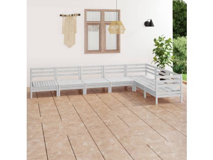 7dílná zahradní sedací souprava masivní borovice bílá 3083015