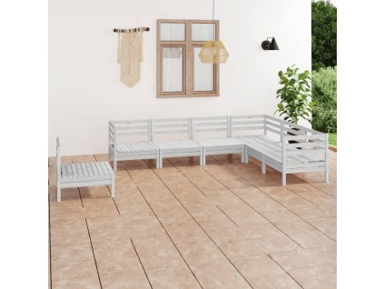 7dílná zahradní sedací souprava masivní borovice bílá 3083035