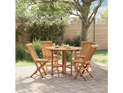 5dílný skládací zahradní jídelní set masivní teakové dřevo 3096571