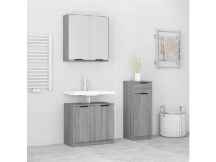 3dílný set koupelnových skříněk šedý sonoma kompozitní dřevo 3115874