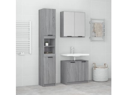 3dílný set koupelnových skříněk šedý sonoma kompozitní dřevo 3115882