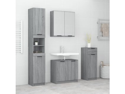 4dílný set koupelnových skříněk šedý sonoma kompozitní dřevo 3115890