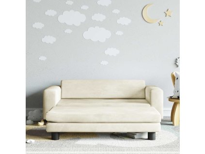 Dětská pohovka s podnožkou krémová 100 x 50 x 30 cm samet 3196413