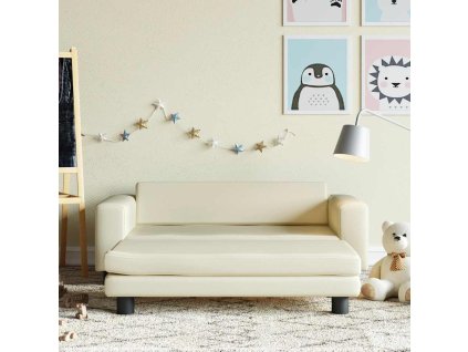 Dětská pohovka s podnožkou krémová 100 x 50 x 30 cm umělá kůže 3196415