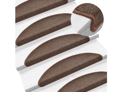 Schodové rohože 15 ks 56 x 17 x 3 cm kávově hnědé, půlkulaté 133880