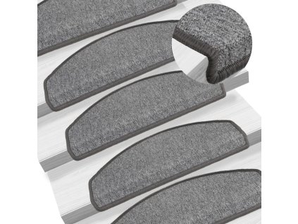 Schodové rohože 15 ks 65 x 24 x 4 cm tmavě šedé, půlkulaté, velké 133885
