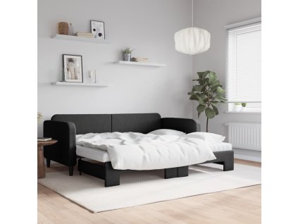 Válenda s přistýlkou a matracemi černá 90 x 190 cm textil 3196846