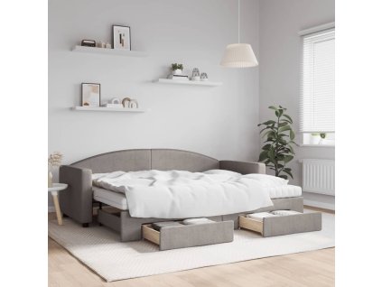 Válenda s přistýlkou a zásuvkami taupe 80 x 200 cm textil 3197240