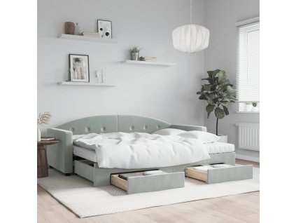Válenda s přistýlkou a zásuvkami světle šedá 80 x 200 cm samet 3197366