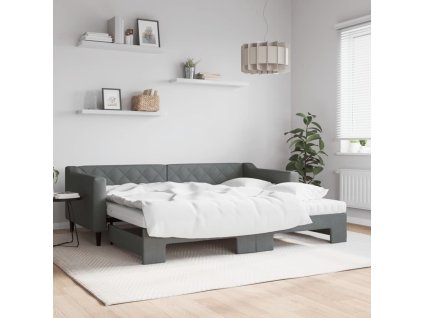 Válenda s přistýlkou a matracemi tmavě šedá 90 x 200 cm textil 3197445