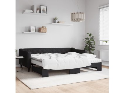 Válenda s přistýlkou a matracemi černá 90 x 200 cm textil 3197446