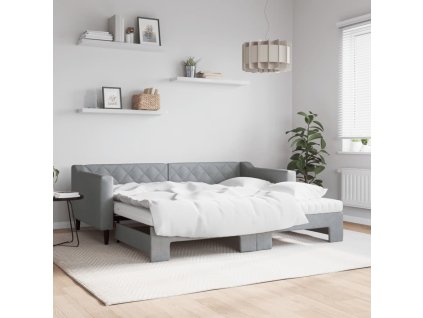 Válenda s přistýlkou a matracemi světle šedá 90 x 190 cm textil 3197454