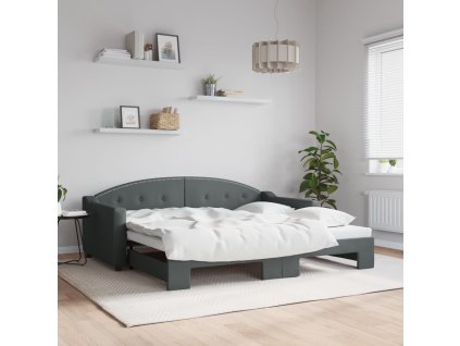 Válenda s přistýlkou tmavě šedá 90 x 190 cm textil 3197541