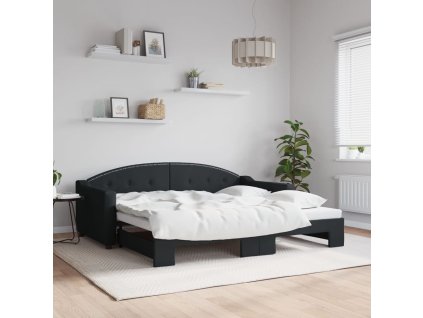 Válenda s přistýlkou černá 90 x 190 cm textil 3197542