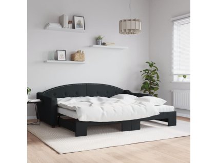 Válenda s přistýlkou a matracemi černá 90 x 200 cm textil 3197550