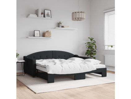 Válenda s přistýlkou a matracemi černá 90 x 190 cm textil 3197560