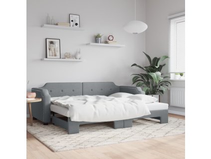 Válenda s přistýlkou světle šedá 90 x 190 cm textil 3197644