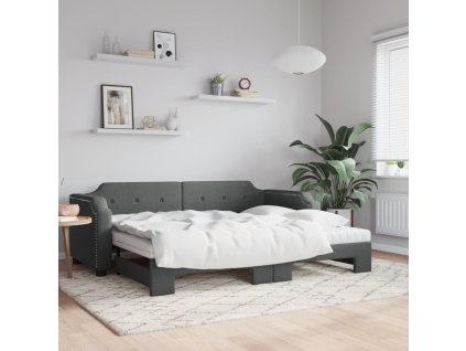 Válenda s přistýlkou a matracemi tmavě šedá 100 x 200 cm textil 3197658