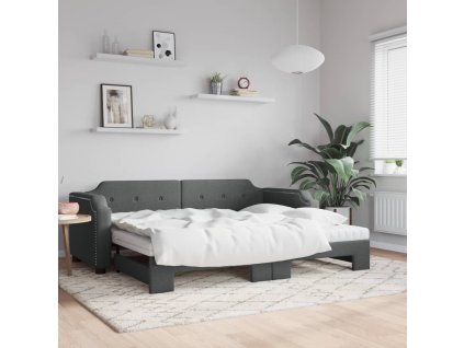 Válenda s přistýlkou a matracemi tmavě šedá 90 x 190 cm textil 3197663