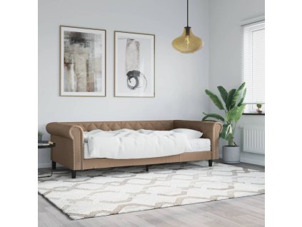Válenda s matrací cappuccino 90 x 200 cm umělá kůže 3197722