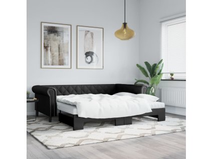 Válenda s přistýlkou černá 90 x 200 cm umělá kůže 3197723