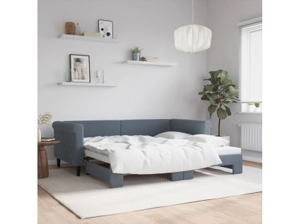 Válenda s přistýlkou tmavě šedá 90 x 190 cm samet 3197785