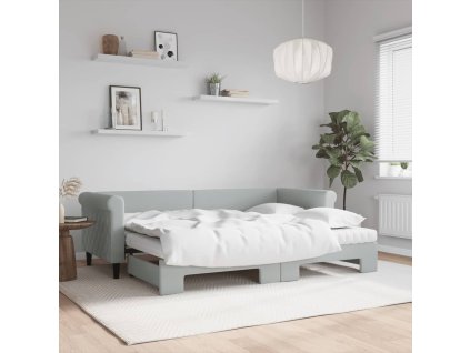 Válenda s přistýlkou a matracemi světle šedá 80 x 200 cm samet 3197788