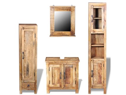 Koupelnová skříňka se zrcadlem a 2 bočními skříněmi, mangovník 243463