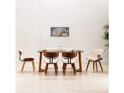 Jídelní židle 6 ks krémové ohýbané dřevo a umělá kůže 278717