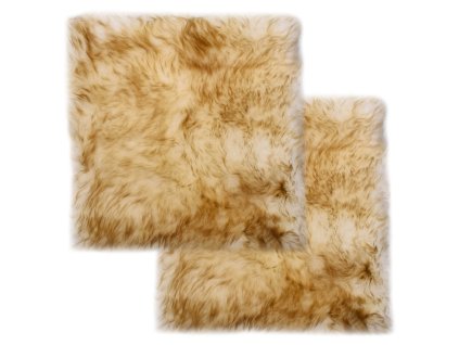 Podsedáky na židle 2 ks hnědé žíhané 40 x 40 cm pravá ovčí kůže 283887