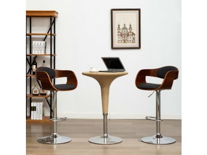 Barové židle 2 ks šedé ohýbané dřevo a textil 3052713