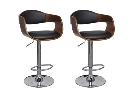 Barové stoličky 2 ks černé ohýbané dřevo a umělá kůže 3052716