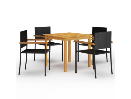 5dílný zahradní jídelní set černý 3067715