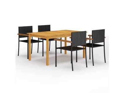 5dílný zahradní jídelní set černý 3067808