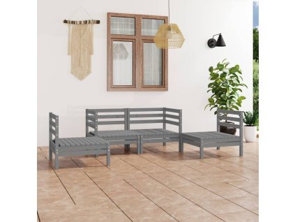 4dílná zahradní sedací souprava šedá masivní borovice 3082524
