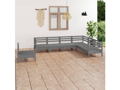 7dílná zahradní sedací souprava masivní borovice šedá 3083036