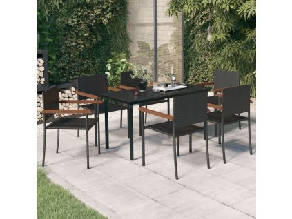 7dílný zahradní jídelní set černý 3099416