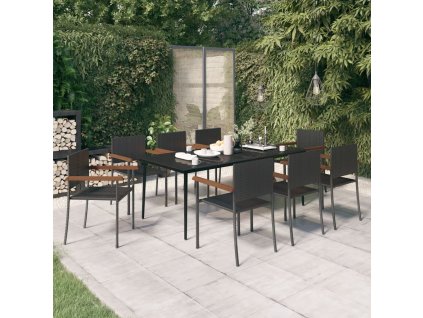 9dílný zahradní jídelní set černý 3099424