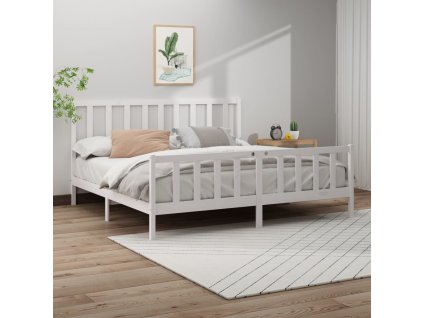 Postel bez matrace bílá 200 x 200 cm masivní borovice 3106724