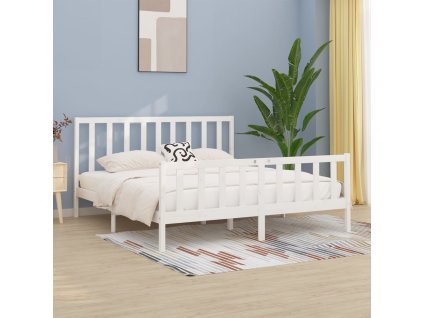 Rám postele bílý masivní dřevo 200 x 200 cm 3106854