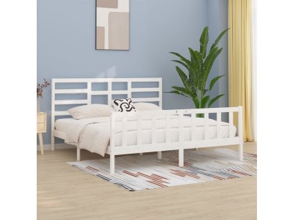 Postel bez matrace bílá 200 x 200 cm masivní borovice 3107634