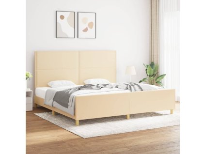 Rám postele bez matrace krémový 200 x 200 cm textil 3125005