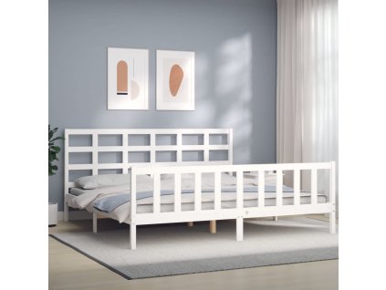 Postel bez matrace bílá 200 x 200 cm masivní borovice 3192122