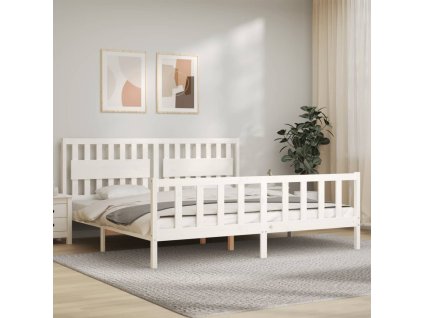 Postel bez matrace bílá 200 x 200 cm masivní borovice 3192447