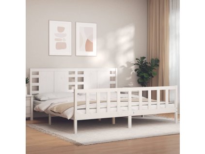 Postel bez matrace bílá 200 x 200 cm masivní borovice 3192837
