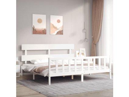 Postel bez matrace bílá 200 x 200 cm masivní borovice 3193292