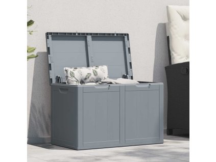 Zahradní úložný box 180 l šedý PP vzhled dřeva 151234