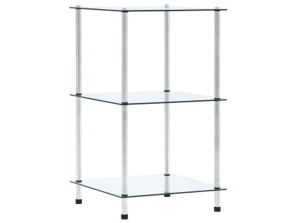 3patrová police průhledná 40 × 40 × 67 cm tvrzené sklo 249504